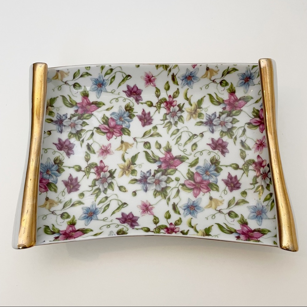 Vintage Porcelain Floral Trinket Tray